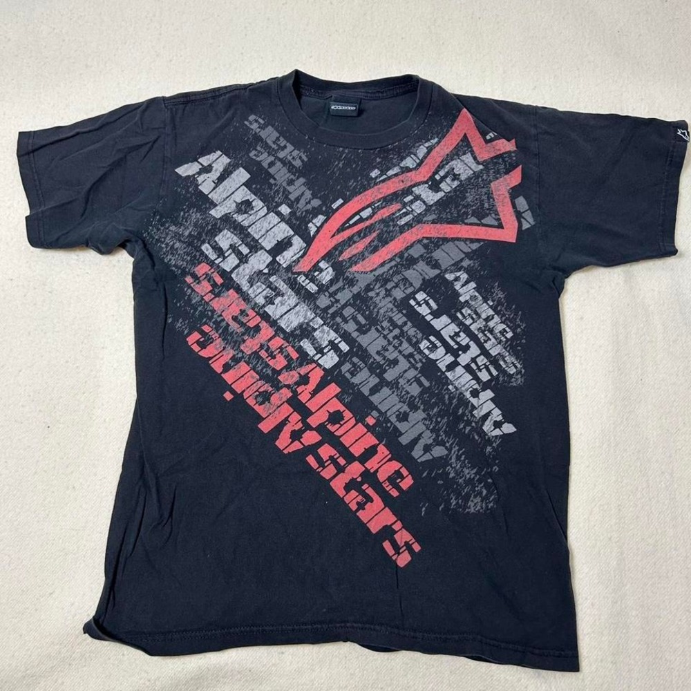 Alpinestars y2k Print‎ Motorcycle Racing T-Shirt Black Red Logo Streetwear